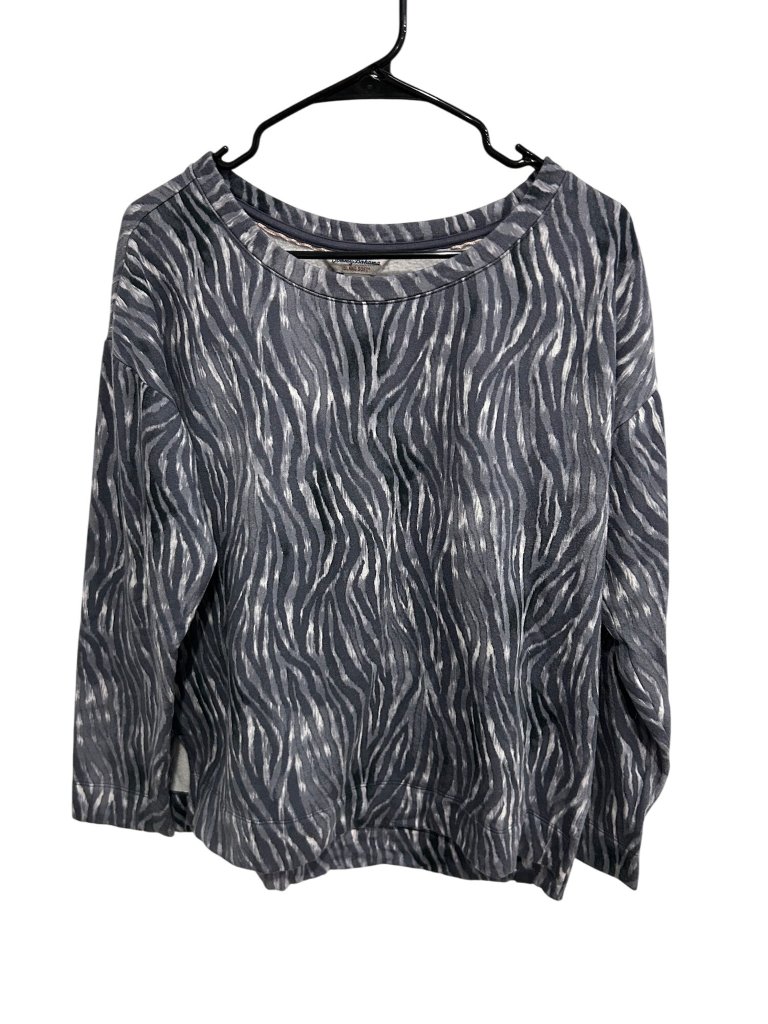 Tommy Bahama Island Soft Zebra Print Long Sleeve Top Gray Sz Medium Animal Print